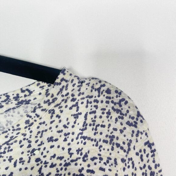 APC Womens XS White Blue Cream Printed Tie Waist Cotton Linen Dress Long Sleeve - Picture 6 of 11